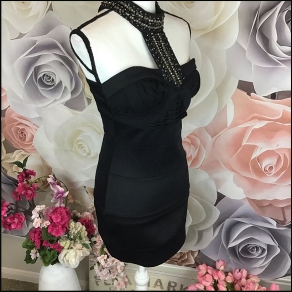 Choker diamond/bead bodycon dress - Picture 11 of 12